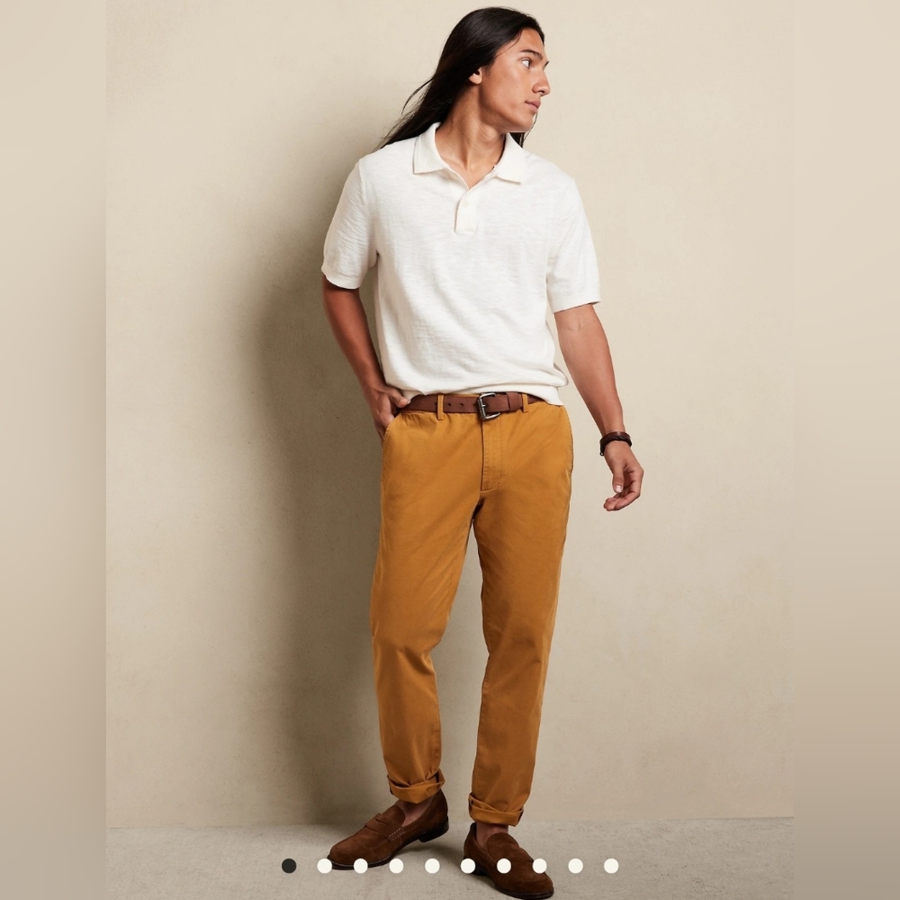 NWT Banana Republic Lived-in Skinny Chino 35x32 gold
